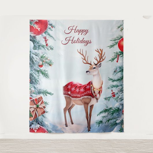Rendier Kerst Achtergrond Wandkleed (Voorkant)