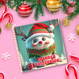 Rendier Kerst Gepersonaliseerd Kinder Schetsboek Notitieboek