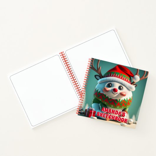 Rendier Kerst Gepersonaliseerd Kinder Schetsboek Notitieboek (Binnen)
