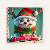 Rendier Kerst Gepersonaliseerd Kinder Schetsboek Notitieboek (Voorkant)