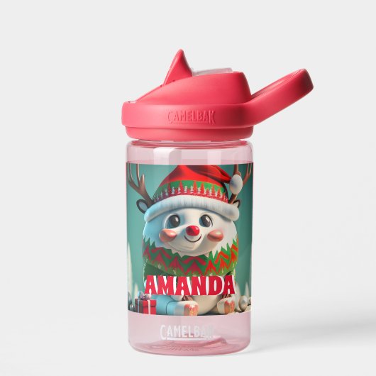 Rendier Kerst Gepersonaliseerde Kinder naam Waterfles (Links)