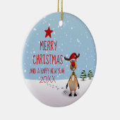 Rendier Kerst Grappig Nieuwjaar Boom 2024 Keramisch Ornament (Rechts)