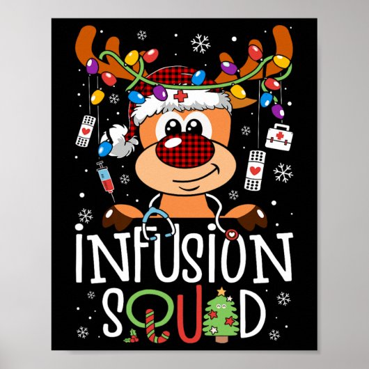 Rendier kerst infusie verpleegkundige squad stetho poster (Voorkant)