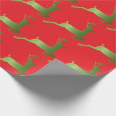 Rendier Kerst rood groen elegant metallic Cadeaupapier (Hoek)