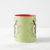 RENDIER KERST schattig rode neus rudolph groen Tweekleurige Koffiemok (Center)