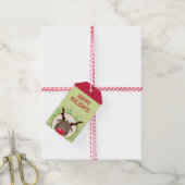 RENDIER KERST schattig rode neus rudolph rood groe Cadeaulabel (Met Touw)