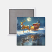 Rendier Kerst Slede Vakantie Magneet (Voorkant / Achterkant)