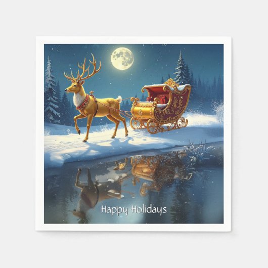 Rendier Kerst Slede Vakantie Servet (Voorkant)