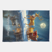 Rendier Kerst Slede Vakantie Theedoek (Horizontaal)