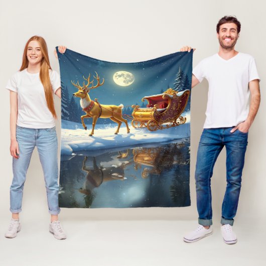 Rendier Kerst slee-deken van fleece Deken (In situ)