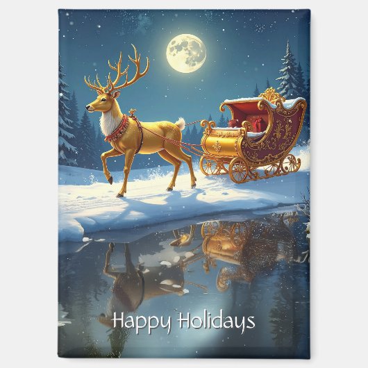 Rendier Kerst slee Magnet (Voorkant)