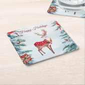 Rendier Kerst Vakantie Papier Onderzetter (Schuin)