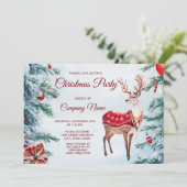 Rendier Kerst Vakantie Party uitnodiging (Staand voorkant)