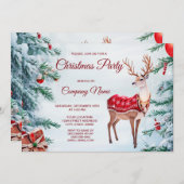 Rendier Kerst Vakantie Party uitnodiging (Voorkant / Achterkant)