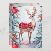 Rendier Kerst Vakantie Party uitnodiging (Voorkant / Achterkant)