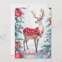 Rendier Kerst Vakantie Party uitnodiging