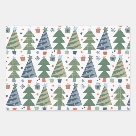 Rendier Kerstbomen Elfen Rustiek Schattige Inpakpapier Vel (Voorkant 2)