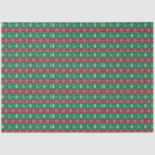 Rendier Kerstbomen Harten Groene Kerst Tissuepapier (Voorkant)