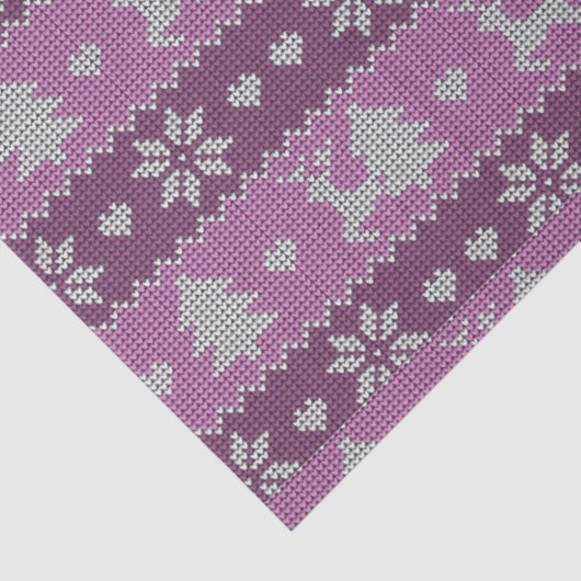 Rendier Kerstbomen Harten Paarse Kerst Tissuepapier (Detail)