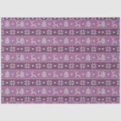 Rendier Kerstbomen Harten Paarse Kerst Tissuepapier (Voorkant)