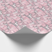 Rendier Kerstbomen Roze Grijs Wit Kerstmis Cadeaupapier (Hoek)