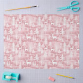 Rendier Kerstbomen Roze Patroon Kerstmis Tissuepapier (Craft)
