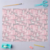 Rendier Kerstbomen Roze Patroon Kerstmis Tissuepapier (Craft)