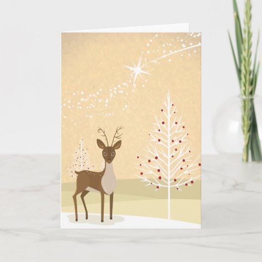 Rendier, Kerstboom Foto Binnenin Feestdagen Kaart (Voorkant)