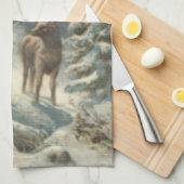 Rendier Kerstboom Groene Bos Sneeuw Theedoek (Quarter Fold)