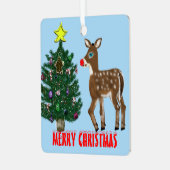 Rendier Kerstboom Metalen Ornament (Voorkant links)