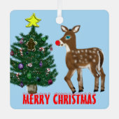 Rendier Kerstboom Metalen Ornament (Voorkant)