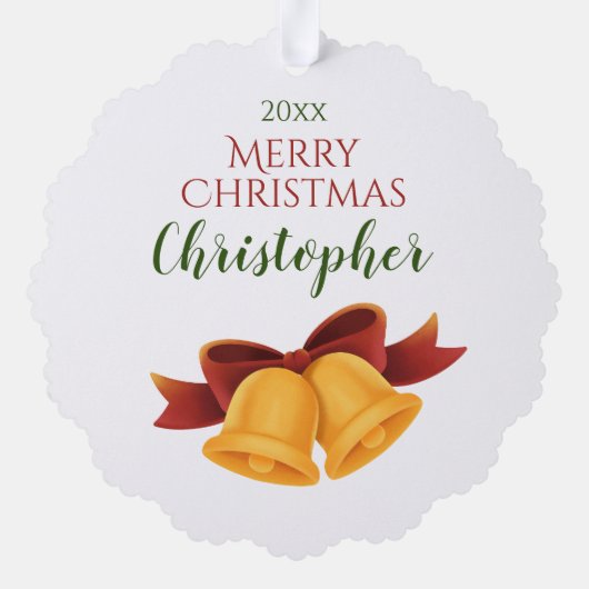 Rendier & Kerstboom op Wit, GEPERSONALISEERD Ornament Kaart (Achterkant)