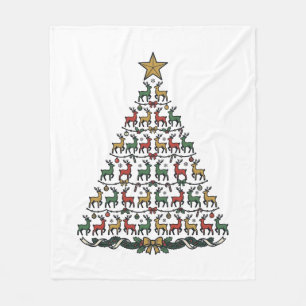 Rendier Kerstboom Vintage Gravure Shirt_1 Fleece Deken