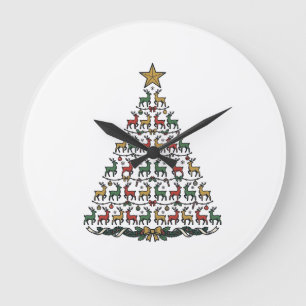 Rendier Kerstboom Vintage Gravure Shirt_1 Grote Klok