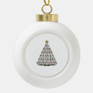 Rendier Kerstboom Vintage Gravure Shirt_1 Keramische Bal Ornament