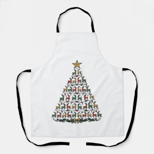 Rendier Kerstboom Vintage Gravure Shirt_1 Schort