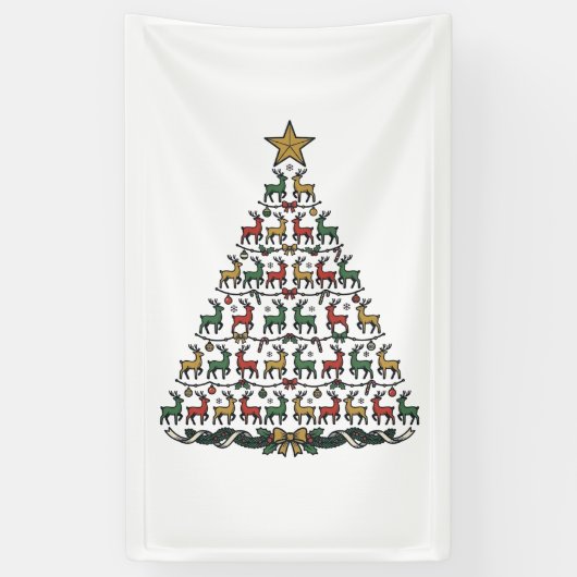 Rendier Kerstboom Vintage Gravure Shirt_1 Spandoek (Verticaal)