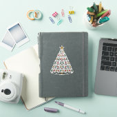 Rendier Kerstboom Vintage Gravure Shirt_1 Sticker (iPad Cover)