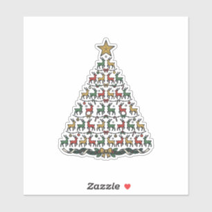 Rendier Kerstboom Vintage Gravure Shirt_1 Sticker