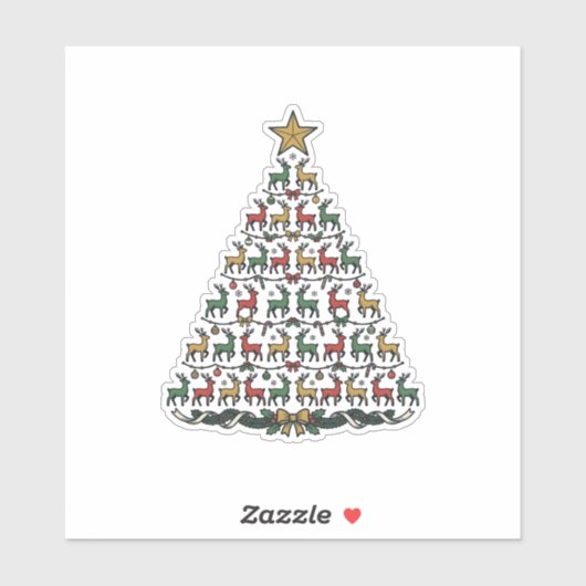 Rendier Kerstboom Vintage Gravure Shirt_1 Sticker (Vel)