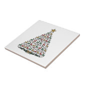 Rendier Kerstboom Vintage Gravure Shirt_1 Tegeltje (Zijkant)