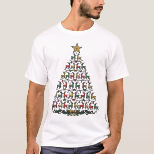 Rendier Kerstboom Vintage Gravure T-shirt_1 T-shirt