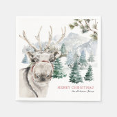 Rendier & Kerstboomgaard | Prettig Kerstfeest Servet (Voorkant)