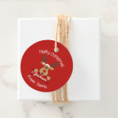 Rendier kerstcadeau hangen label (In situ)