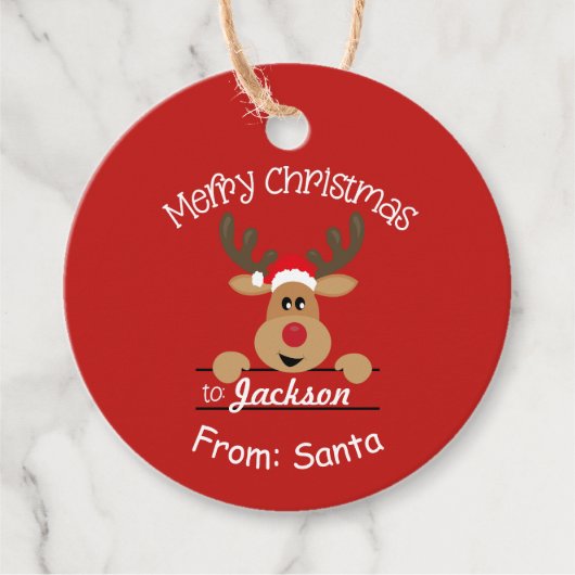 Rendier kerstcadeau hangen label (Voorkant)