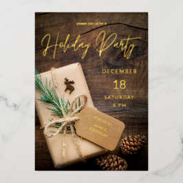 Rendier & Kerstcadeau Kerstfeest  Folie Uitnodiging