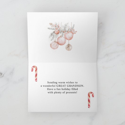 Rendier Kerstcadeaus Oud-achterkleinzoon Feestdagen Kaart (Binnen)