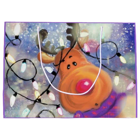 Rendier Kerstcadeauttas Groot Cadeauzakje (Achterkant)