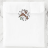 Rendier kerstetiketten ronde sticker (Tas)
