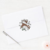 Rendier kerstetiketten ronde sticker (Envelop)
